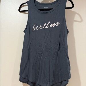Express Girlboss Charcoal Muscle Tee